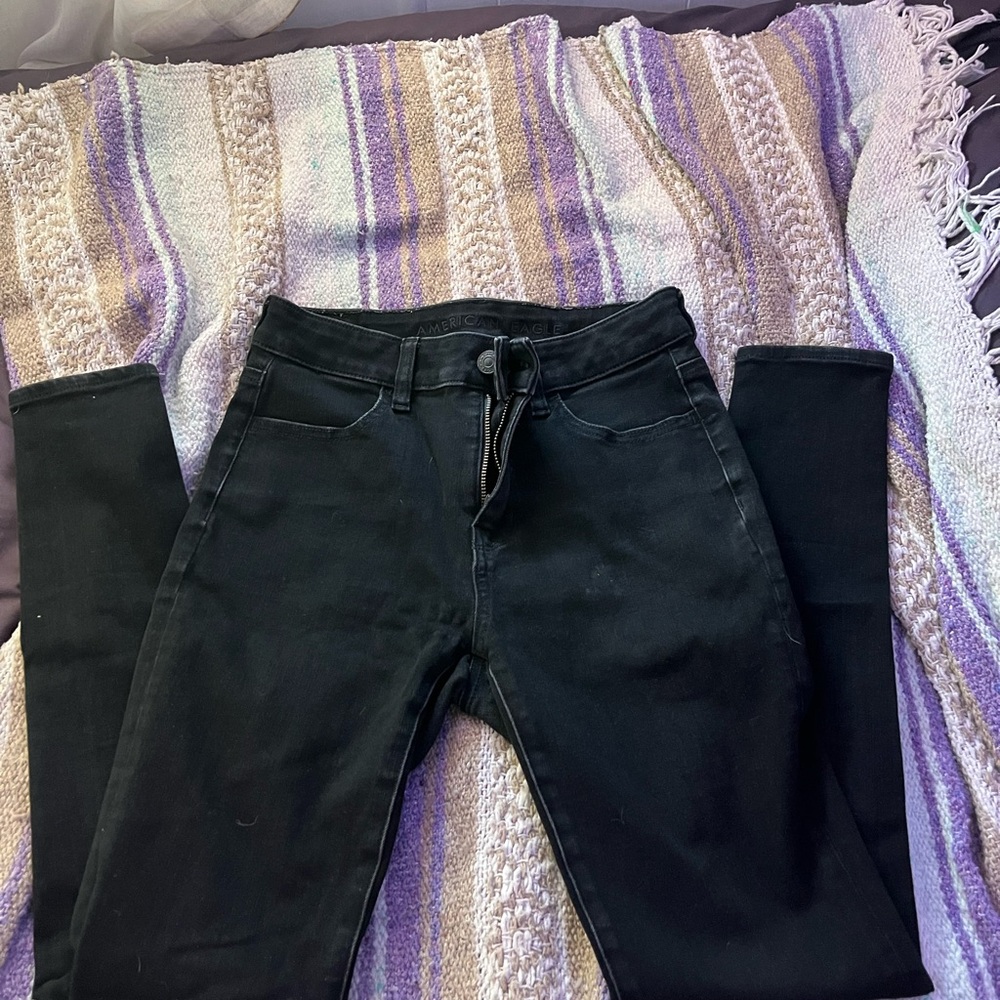 American Eagle Outfitters Black Skinny Jeans Stretchy Denim